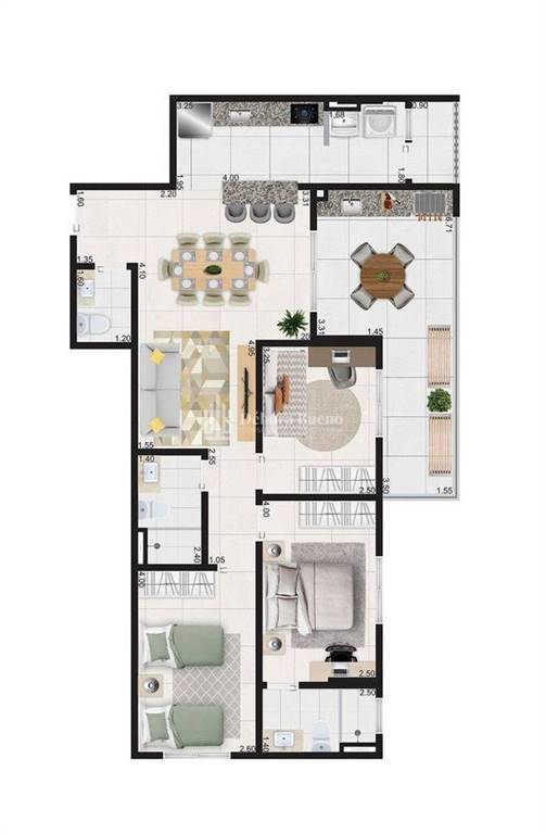 Apartamento com 3 quartos e 100 m² em Boqueirão, Praia Grande