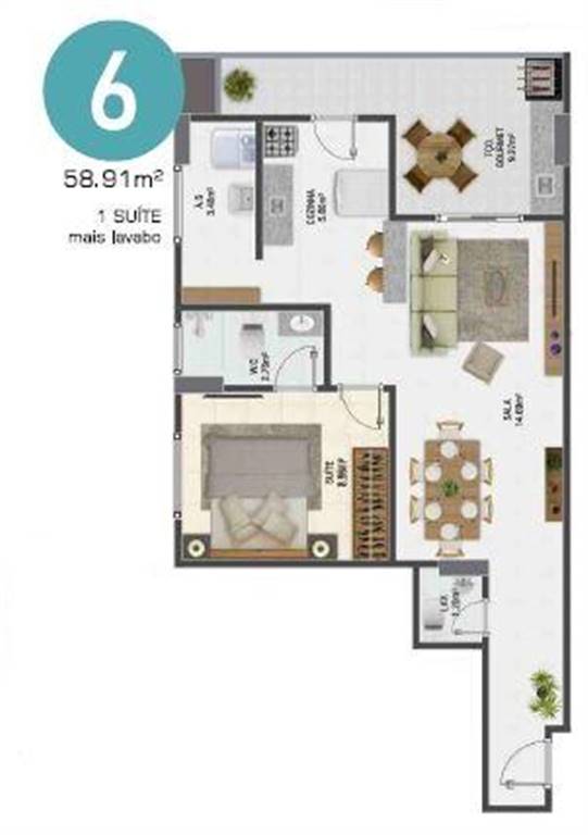 Apartamento com 1 quarto e 58 m² em Canto Do Forte, Praia Grande