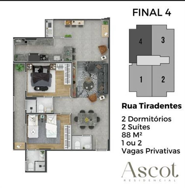 Apartamento com 2 quartos e 87 m² em Canto Do Forte, Praia Grande