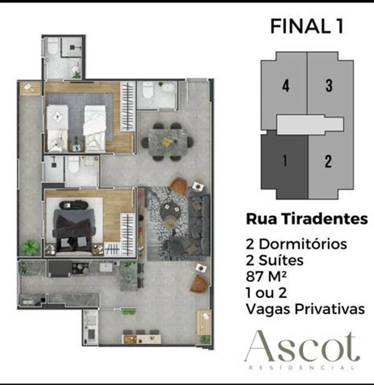 Apartamento com 2 quartos e 87 m² em Canto Do Forte, Praia Grande