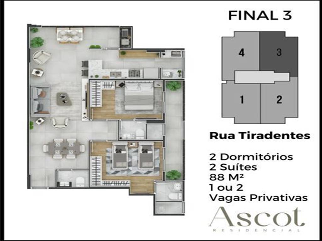 Apartamento com 2 quartos e 87 m² em Canto Do Forte, Praia Grande