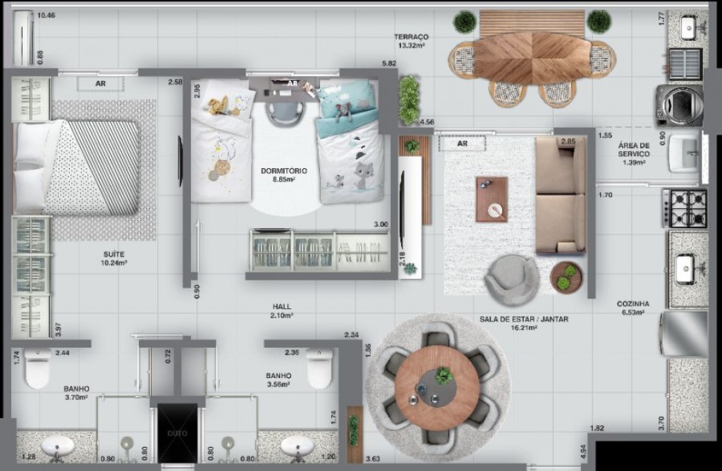 Apartamento com 2 quartos e 74 m² em Ocian, Praia Grande