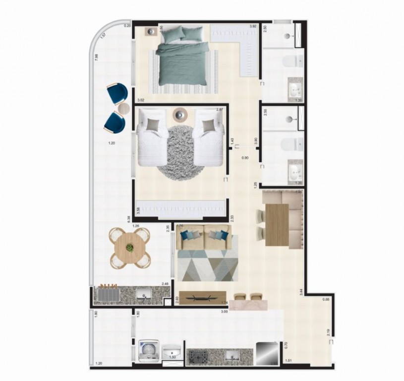 Apartamento com 2 quartos e 79 m² em Ocian, Praia Grande