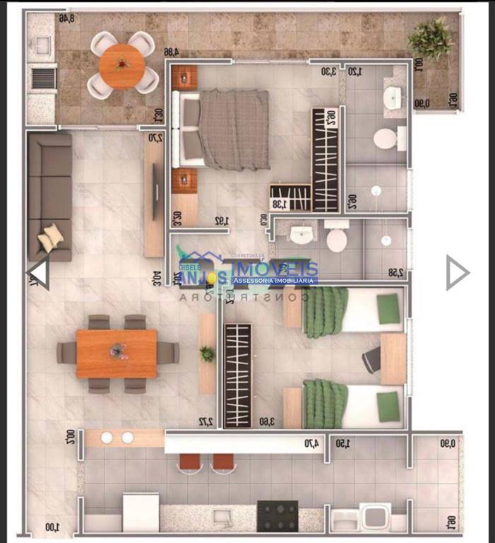 Apartamento com 2 quartos e 83 m² em Vila Mirim, Praia Grande