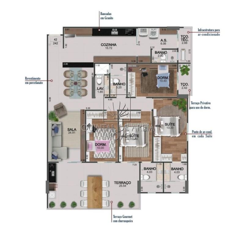 Apartamento com 4 quartos e 156 m² em Boqueirão, Praia Grande