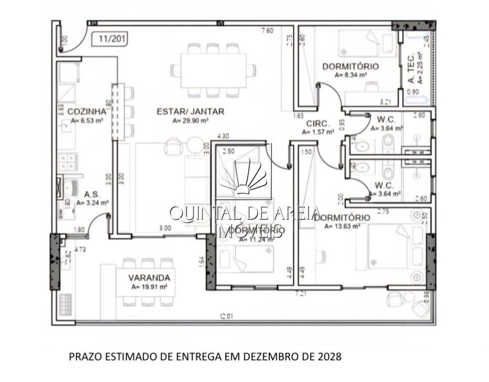 Apartamento com 3 quartos e 119 m² em Boqueirão, Praia Grande