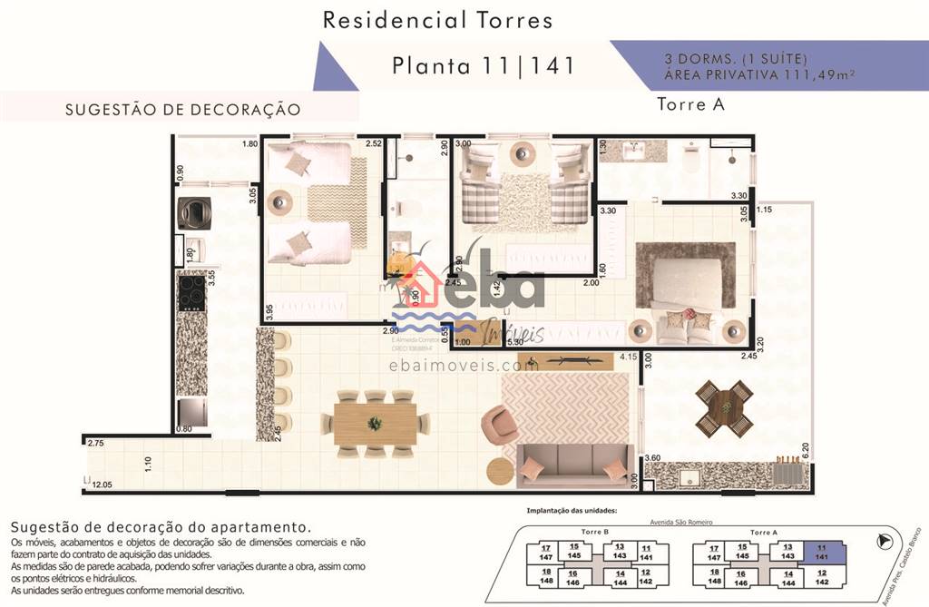 Apartamento com 3 quartos e 111 m² em Boqueirão, Praia Grande