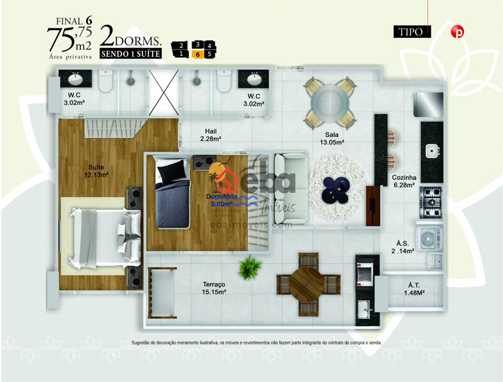 Apartamento com 2 quartos e 75 m² em Vila Guilhermina, Praia Grande