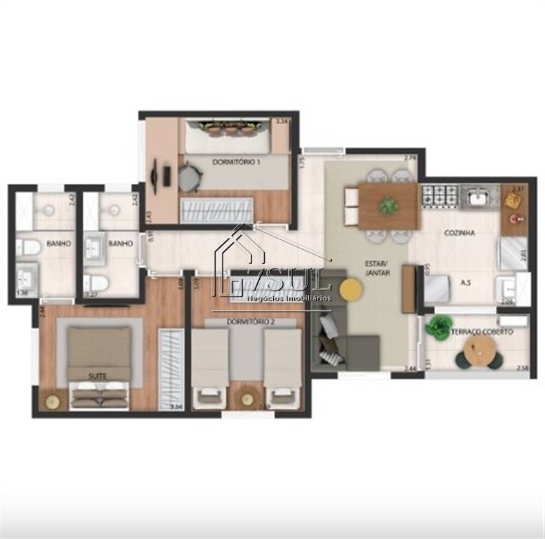 Apartamento, 3 quartos, 68 m² - Foto 3