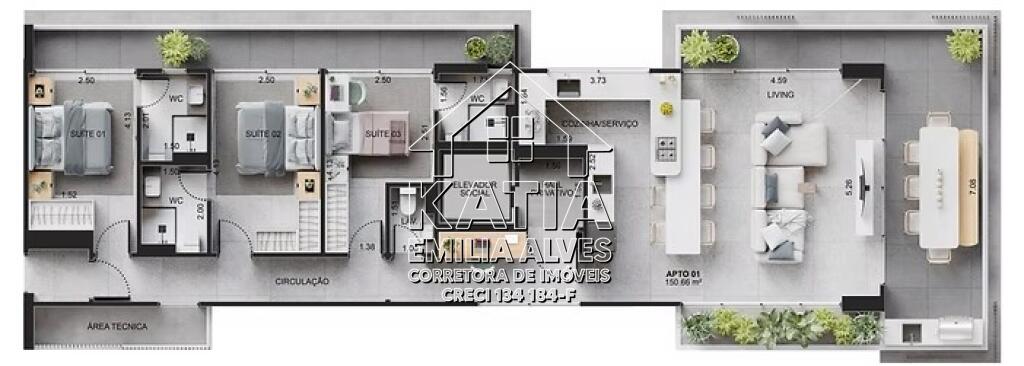 Apartamento com 3 quartos e 150 m² em Nova Mirim, Praia Grande