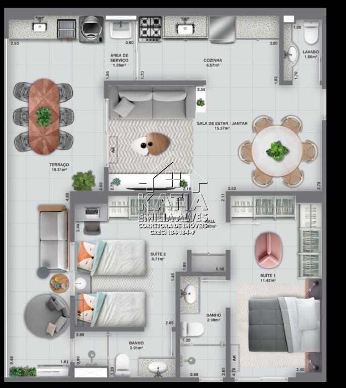 Apartamento com 2 quartos e 82 m² em Nova Mirim, Praia Grande