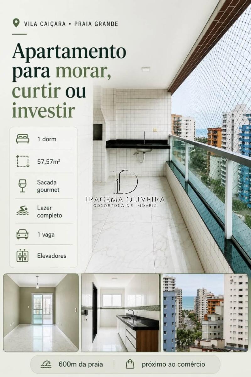 Apartamento com 1 quarto e 57 m² em Vila Caiçara, Praia Grande