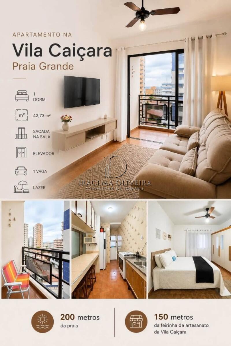 Apartamento com 1 quarto e 42 m² em Vila Caiçara, Praia Grande
