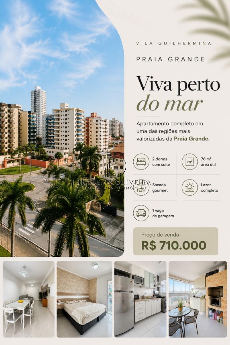 Apartamento com 2 quartos e 76 m² em Vila Caiçara, Praia Grande