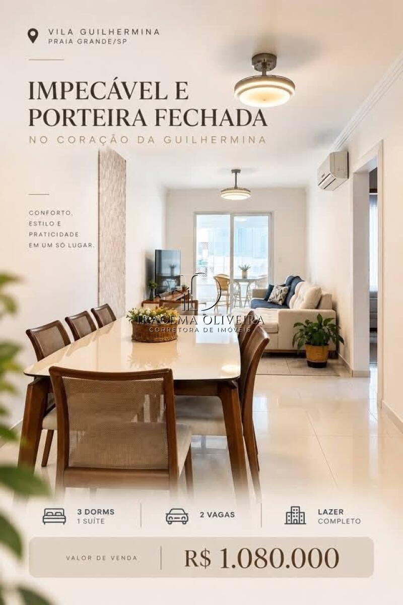 Apartamento com 3 quartos e 103 m² em Vila Caiçara, Praia Grande