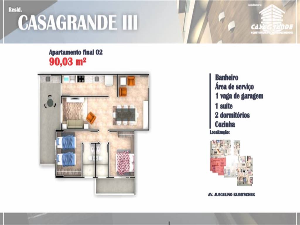 Apartamento com 2 quartos e 90 m² em Vila Caiçara, Praia Grande