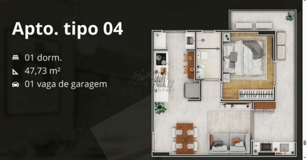 Apartamento com 2 quartos e 47 m² em Vila Caiçara, Praia Grande