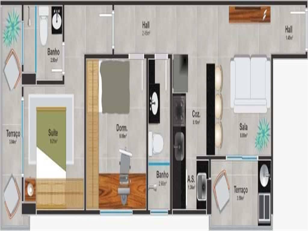Apartamento com 2 quartos e 53 m² em Ocian, Praia Grande