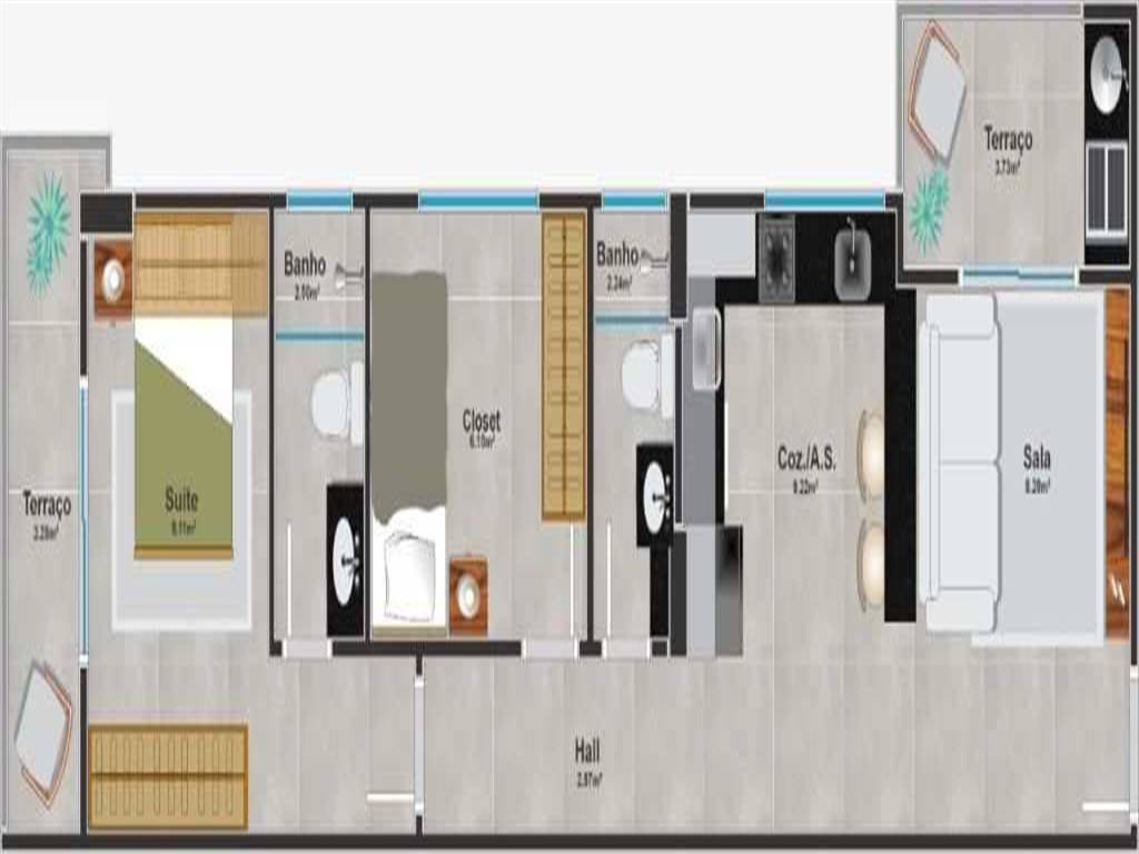Apartamento com 2 quartos e 53 m² em Ocian, Praia Grande