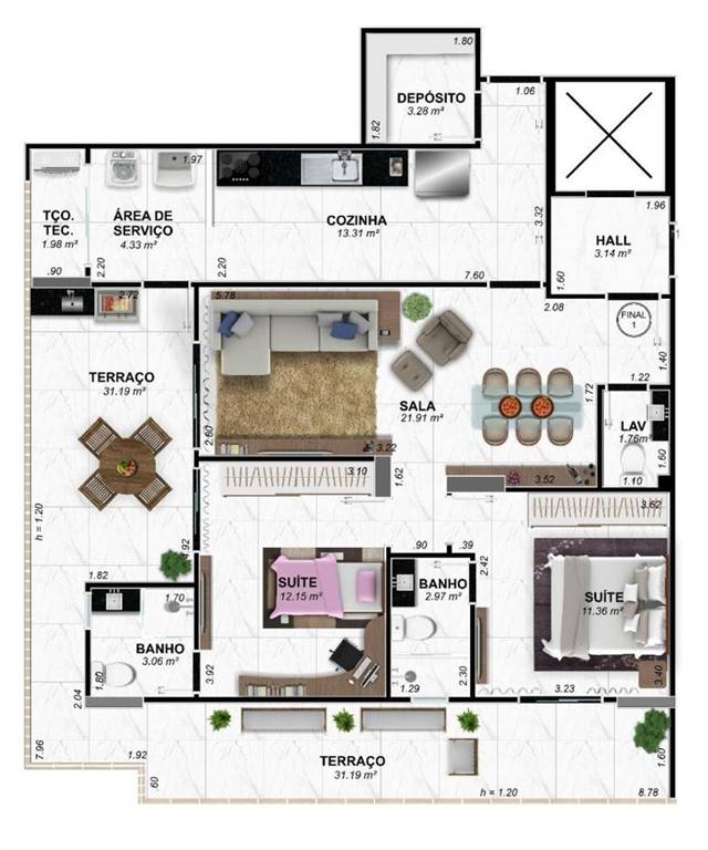 Apartamento com 3 quartos e 140 m² em Ocian, Praia Grande