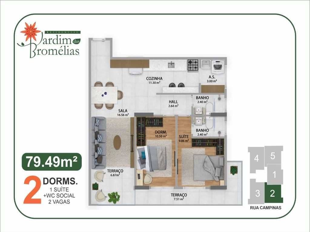 Apartamento com 2 quartos e 79 m² em Ocian, Praia Grande