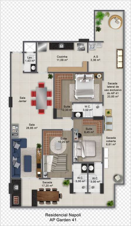 Apartamento com 3 quartos e 120 m² em Ocian, Praia Grande