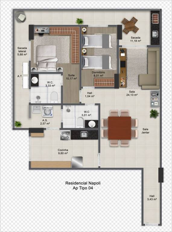 Apartamento com 3 quartos e 120 m² em Ocian, Praia Grande