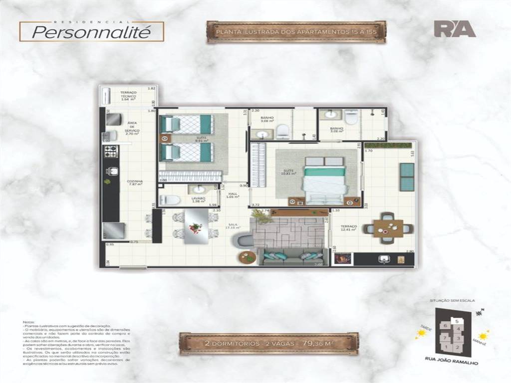 Apartamento com 2 quartos e 79 m² em Ocian, Praia Grande