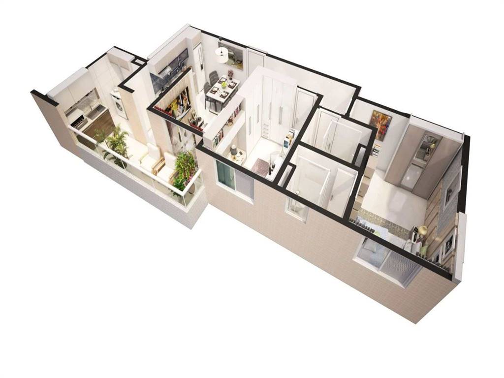 Apartamento com 2 quartos e 63 m² em Ocian, Praia Grande
