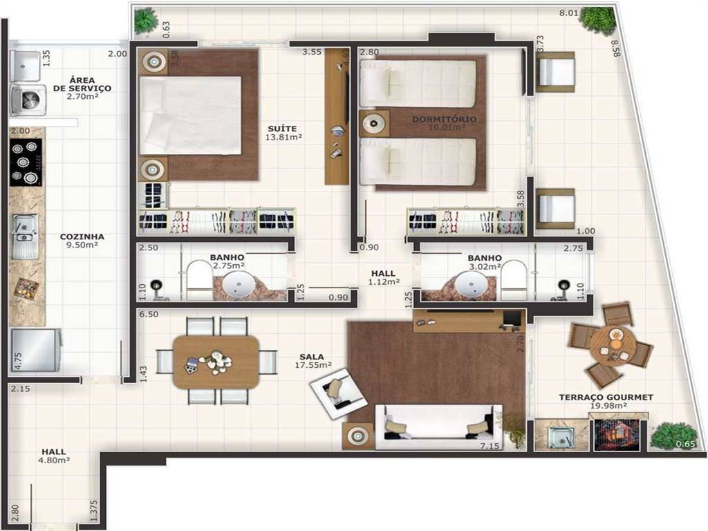 Apartamento com 2 quartos e 88 m² em Ocian, Praia Grande