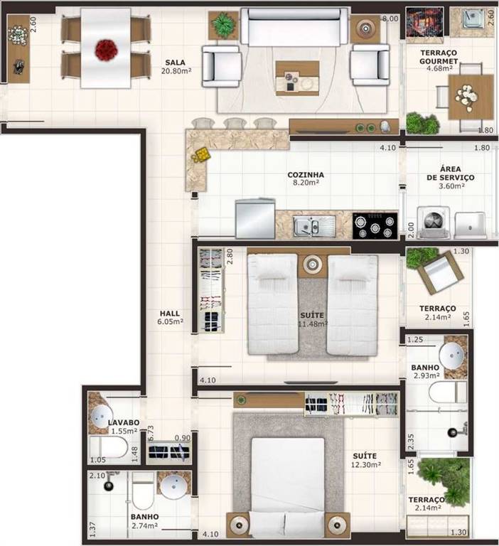 Apartamento com 2 quartos e 88 m² em Ocian, Praia Grande