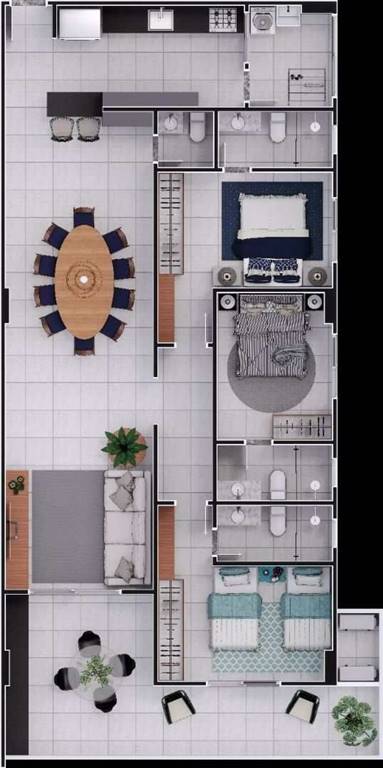 Apartamento com 3 quartos e 123 m² em Ocian, Praia Grande