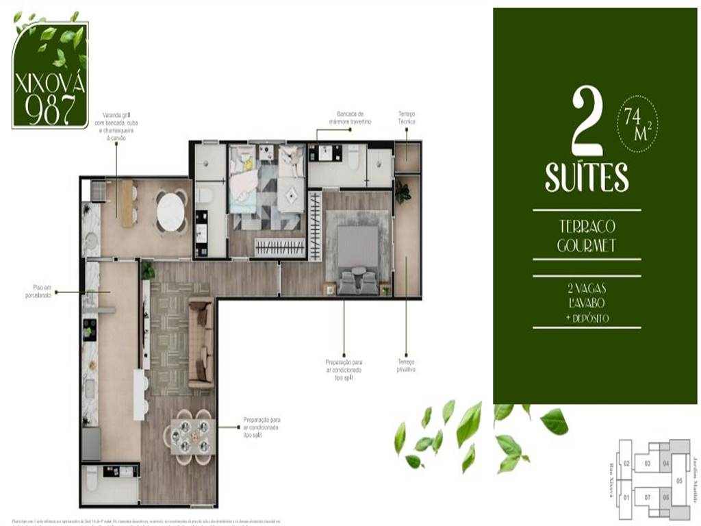 Apartamento com 2 quartos e 74 m² em Ocian, Praia Grande