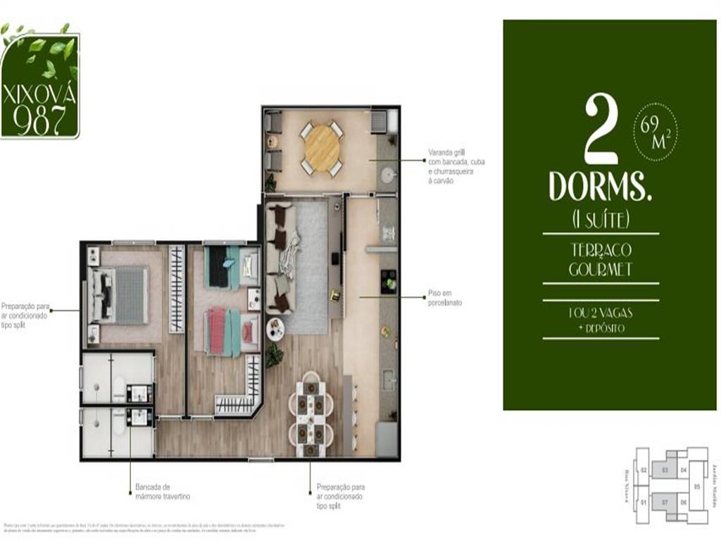 Apartamento com 2 quartos e 74 m² em Ocian, Praia Grande