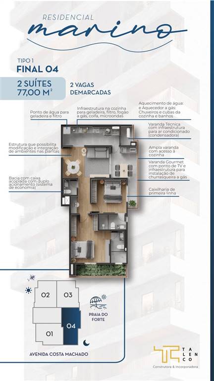 Apartamento com 2 quartos e 74 m² em Ocian, Praia Grande