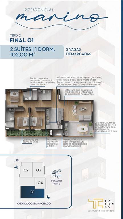 Apartamento com 2 quartos e 74 m² em Ocian, Praia Grande