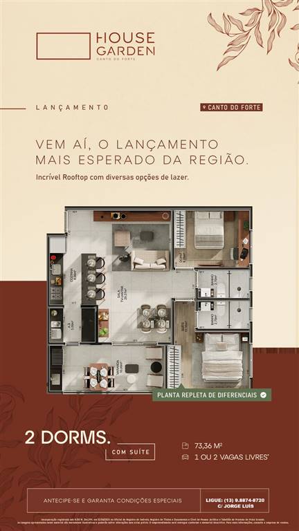 Apartamento com 2 quartos e 73 m² em Ocian, Praia Grande