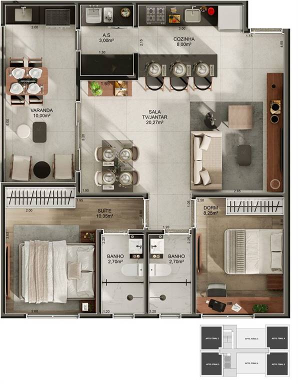 Apartamento com 2 quartos e 73 m² em Ocian, Praia Grande
