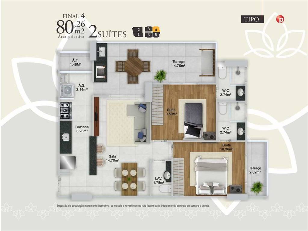 Apartamento com 2 quartos e 80 m² em Ocian, Praia Grande