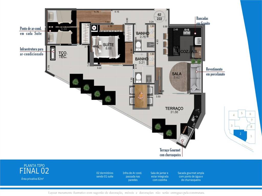 Apartamento com 1 quarto e 44 m² em Ocian, Praia Grande