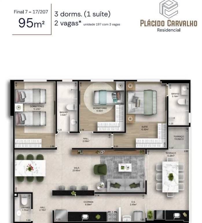 Apartamento com 3 quartos e 95 m² em Ocian, Praia Grande