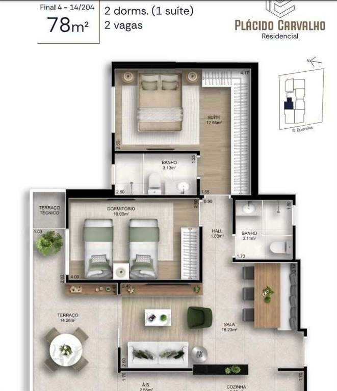 Apartamento com 2 quartos e 78 m² em Ocian, Praia Grande