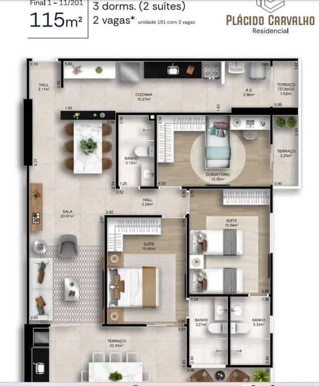 Apartamento com 3 quartos e 115 m² em Ocian, Praia Grande