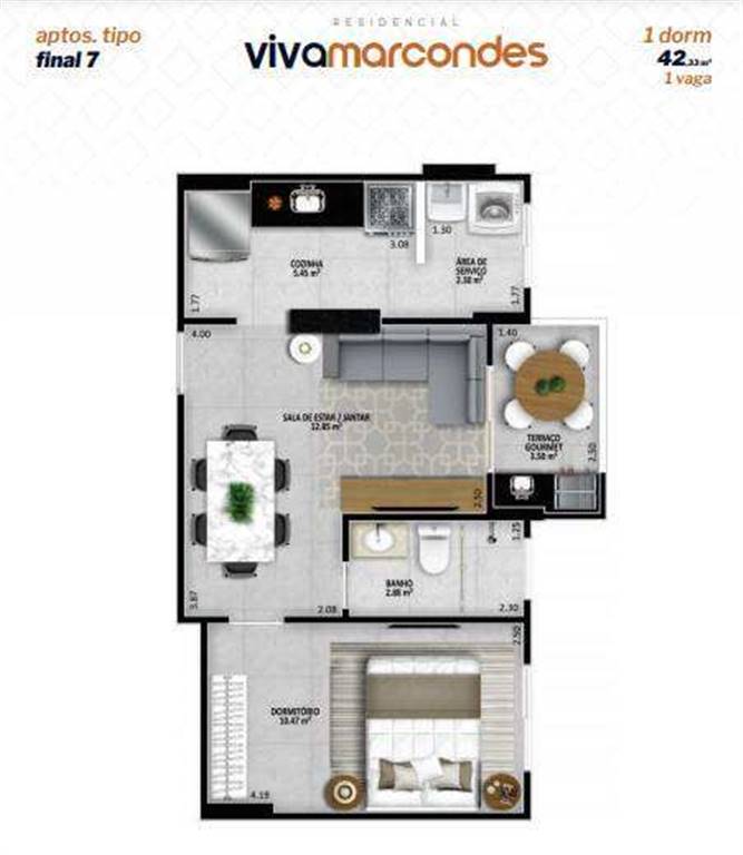 Apartamento com 1 quarto e 42 m² em Ocian, Praia Grande
