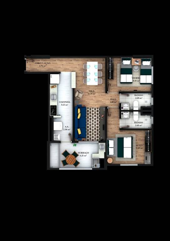 Apartamento com 2 quartos e 65 m² em Ocian, Praia Grande