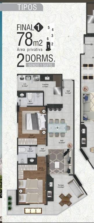 Apartamento com 2 quartos e 79 m² em Vila Caiçara, Praia Grande