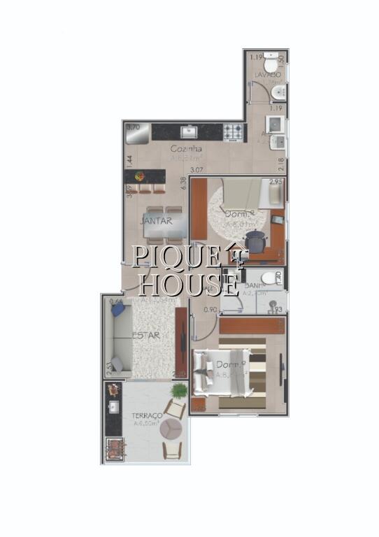 Apartamento com 2 quartos e 51 m² em Boqueirão, Praia Grande