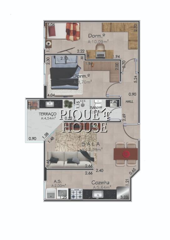 Apartamento com 2 quartos e 51 m² em Boqueirão, Praia Grande