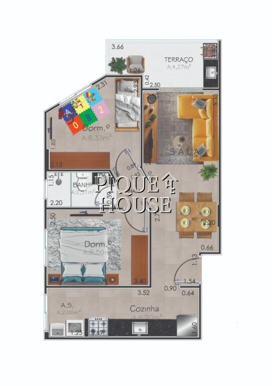 Apartamento com 2 quartos e 51 m² em Boqueirão, Praia Grande