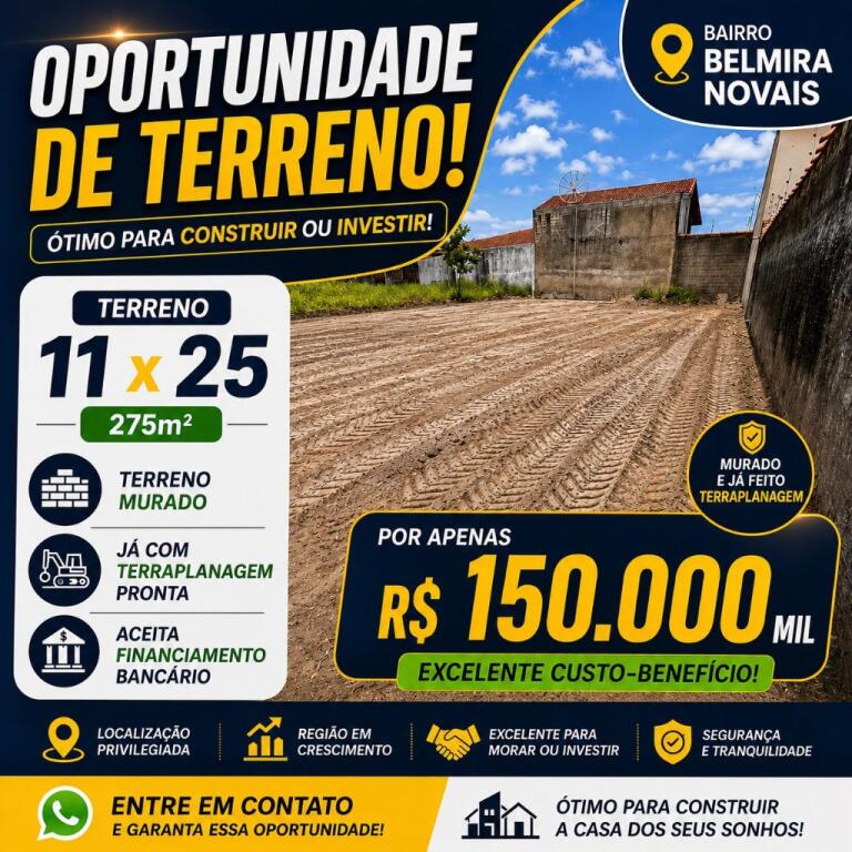 Terreno com 275 m² em Boqueirão, Praia Grande